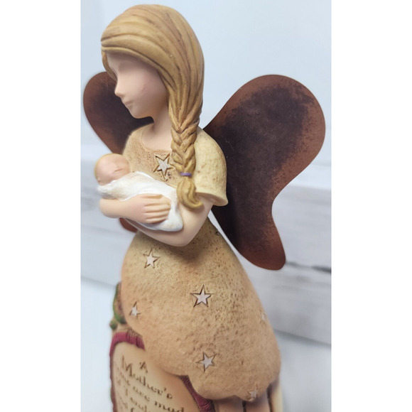 Angel Statue Holding Baby, 7.5" Tall, 'A Mother's Arms', by Country Soul, New - Picture 5 of 11
